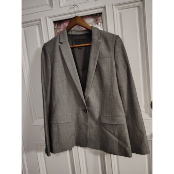Banana Republic Grey Single Button Wool Blazer Size 8 Career Casual - Picture 1 of 6